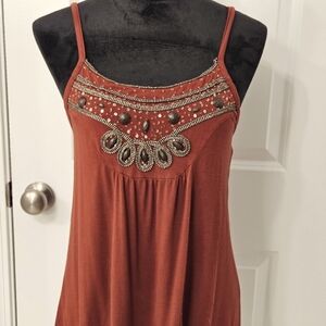 💥Rust Colored BoHo Tank Top - M